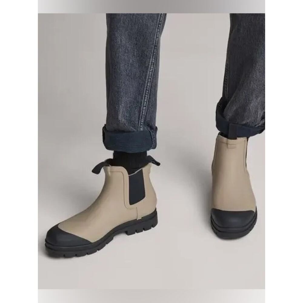 Everlane Stone Tan Gray Chelsea Rain Boots Rubber Lug Sole Minimalist Sz 10 NEW - Picture 3 of 5